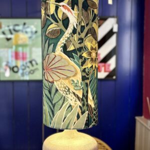 Walking Crane, velvet lampshade