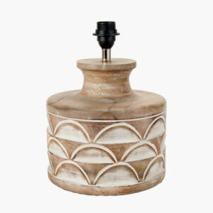 Whitewashed carved mango lamp