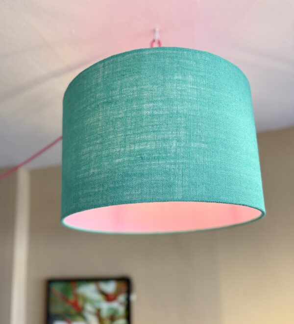 Marine Hessian and Candy Pink Lampshade