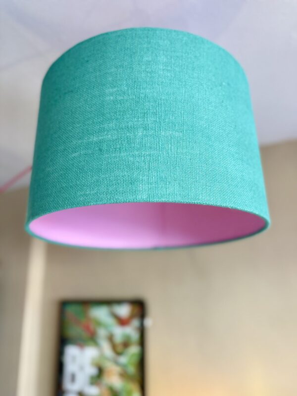 Marine Hessian and Candy Pink Lampshade - Image 3