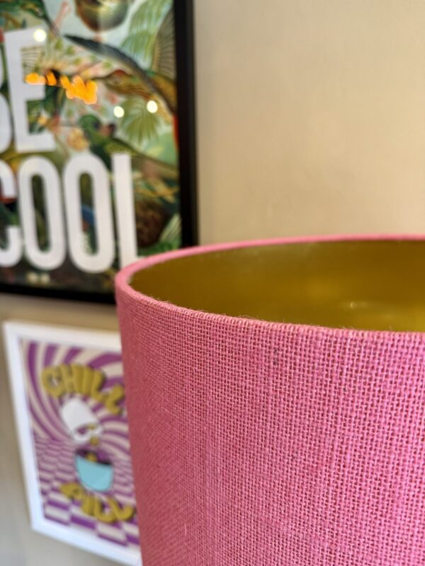 Candy pink Hessian with Brushed Gold - Image 3